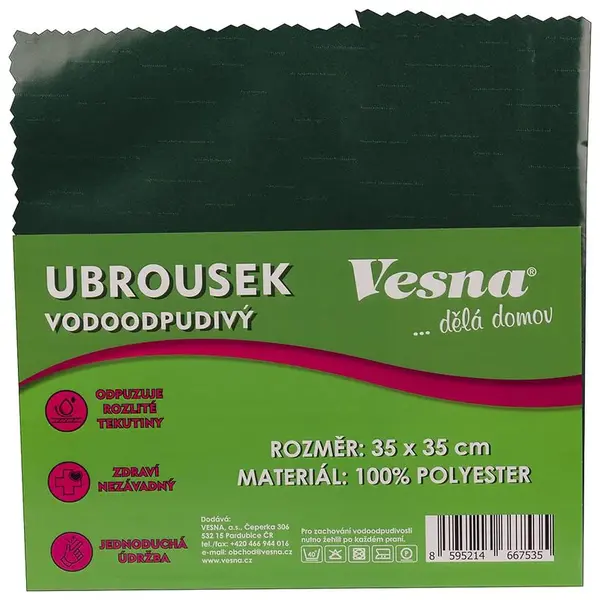 Ubrousek 35x35 vodoodpudivá úprava tm. zelená