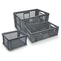 Stohovatelná europřepravka s mřížkou 595 x 397 x 200 mm, šedá, objem 39l, nosnost 25kg