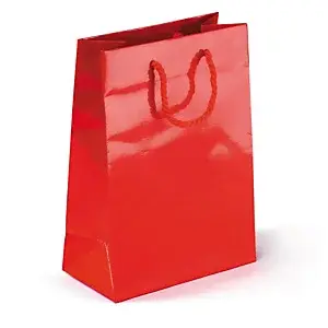 25 x Dárková taška z lesklého papíru červená 120x160x70 mm