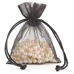 25 x Organzové sáčky čierne 90 x 90 mm