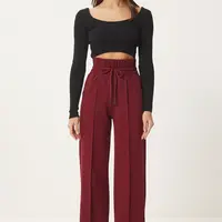 Happiness İstanbul Women's Burgundy Pocket Basic Knitted Sweatpants