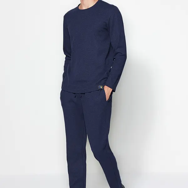 Trendyol Indigo Regular Fit Waffle Pletené Pyžamové Set