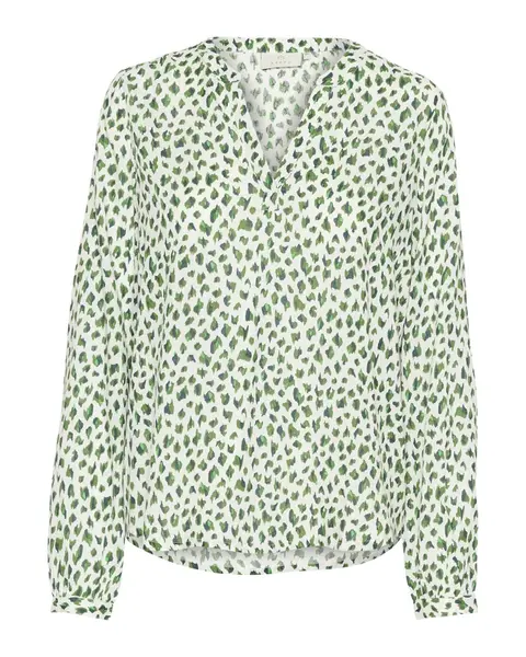 Kaffe Blúzka 'Jalie'  trávovo zelená / biela