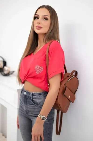 Bavlněná halenka s kapsou malina