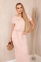 Dámské viskózové šaty s kapsami - pudrově růžová