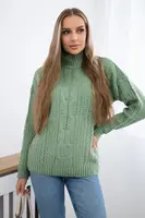 Svetr s rolákem tmavě mátový