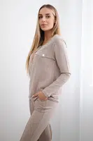Souprava s výstřihem na druky tmavě béžová