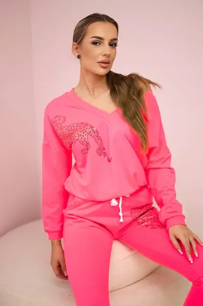 Set se zirkonovým panter růžovým neonem
