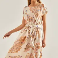 Bianco Lucci Women's Multi Patterned Elastic Waist Dress