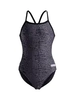 ARENA Jednodielne plavky 'SNAKESKIN'  antracitová / čierna / biela