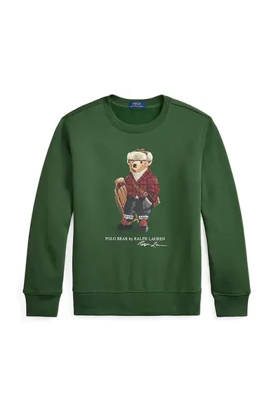 Dětská mikina Polo Ralph Lauren zelená barva, s potiskem, 323981261001