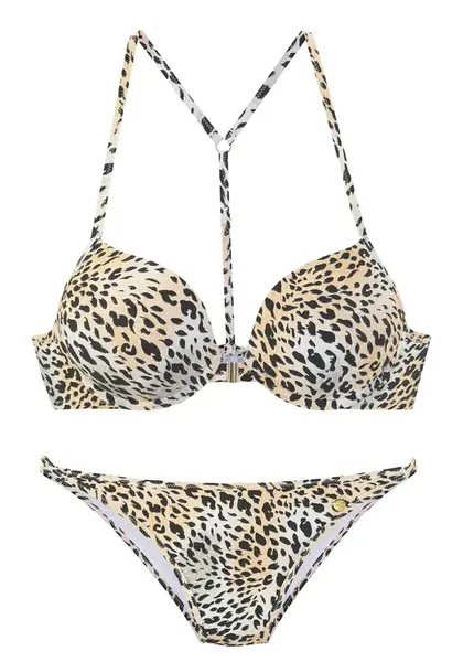 LASCANA Bikiny  svetlobéžová / svetlosivá / čierna / biela