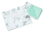 Medi Partners Quilt 55x75 + pillow 35x30 cotton + minky – Ocean + minty minky