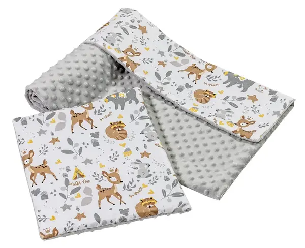 Medi Partners Quilt 75x100 + pillow 35x30 cotton + minky – Jelonki + gray minky