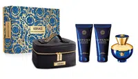 Versace Pour Femme Dylan Blue – EDP 100 ml + telové mlieko 100 ml + sprchový gél 100 ml + kozmetická taštička