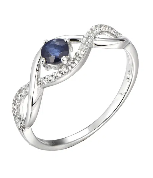 Brilio Silver Očarujúce strieborný prsteň so zafírom Precious Stone SR00716N 54 mm