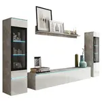 P & B OBÝVACÍ STĚNA, vysoce lesklá bílá, šedá