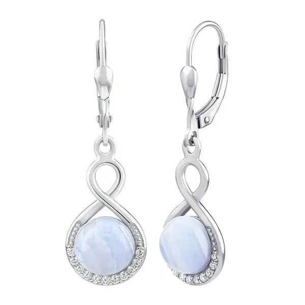 Silvego Stříbrné náušnice s přírodním achátem JST14710BA