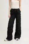 Kalhoty Alpha Industries Parachute Pants Wmn dámské, černá barva, high waist, 156022