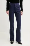 Kalhoty Sisley dámské, tmavomodrá barva, high waist, 49MALF05G