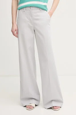 Kalhoty Sisley dámské, šedá barva, široké, high waist, 4BYWLE03G