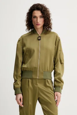 Bomber bunda Simona Corsellini zelená barva, přechodná, oversize, P25CPGB001