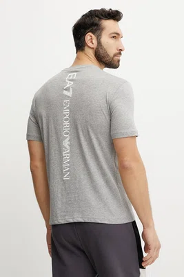 Bavlněné tričko EA7 Emporio Armani šedá barva, s potiskem, AF10375.7M000567