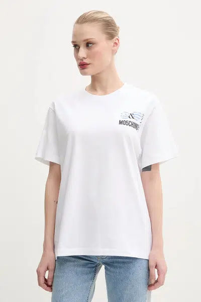 Bavlněné tričko Moschino Jeans bílá barva, 0713 3732