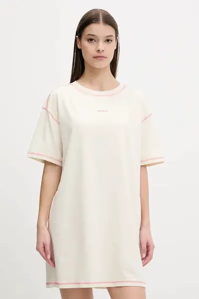 Noční košile HUGO dámská, béžová barva, 50544130