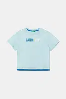 Dětské bavlněné tričko United Colors of Benetton modrá barva, s potiskem, 3SLUG10JF