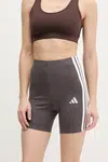 Kraťasy adidas Essentials dámské, šedá barva, s aplikací, high waist, JD0915