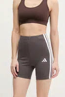 Kraťasy adidas Essentials dámské, šedá barva, s aplikací, high waist, JD0915