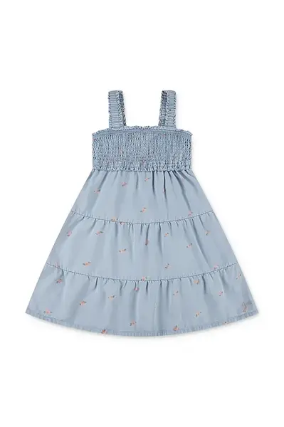 Dívčí šaty Levi's BABY DOLL SMOCKED DRESS modrá barva, mini, 1EM227