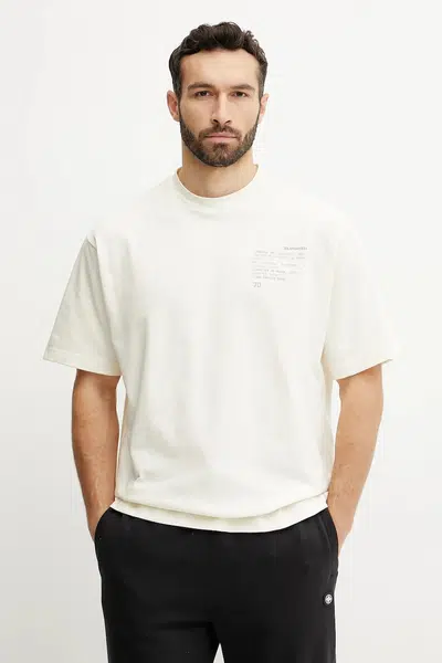 Bavlněné tričko EA7 Emporio Armani béžová barva, s potiskem, AF12957.7X000082