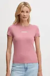 Tričko Tommy Jeans dámské, růžová barva, DW0DW20913