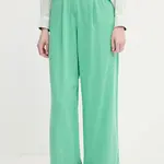 Kalhoty United Colors of Benetton dámské, zelená barva, high waist, 4LEDDF09O