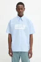 Bavlněná košile MM6 Maison Margiela pánská, modrá barva, relaxed, s klasickým límcem, SH2DR0004