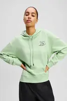 Bavlněná mikina Karl Lagerfeld dámská, zelená barva, s kapucí, s potiskem, A2W20058