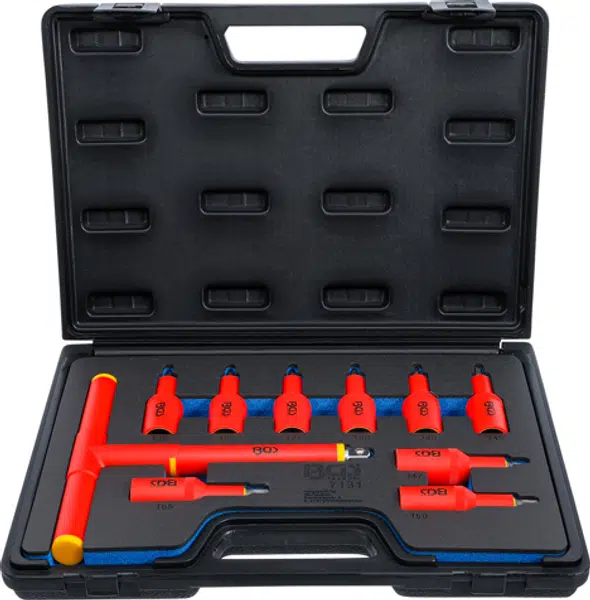 BGS technic Zástrčné hlavice TORX 1/2" VDE pro elektrikáře, T20-T55, sada 10 dílů - BGS 7131