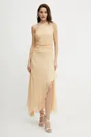 Hedvábné šaty Victoria Beckham béžová barva, midi, 1225WDR006487C