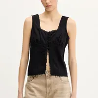 Bavlněná halenka Superdry dámská, černá barva, hladká, W6012019A-02A