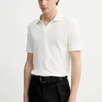 Polo tričko s lněnou směsí Marc O'Polo bílá barva, 523209153026