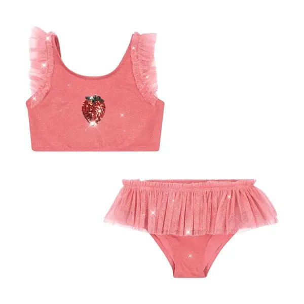 Dvoudílné dětské plavky Konges Sløjd AMANDINE BIKINI růžová barva, KS102689