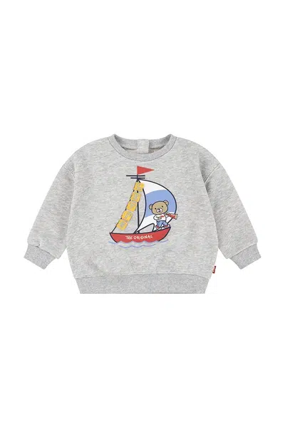 Kojenecká mikina Levi's LEVIS SAILING 3D CREW šedá barva, s potiskem, 6EM320