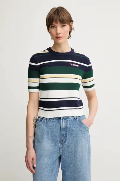 Tričko Tommy Hilfiger SAILING dámské, tmavomodrá barva, WW0WW45596