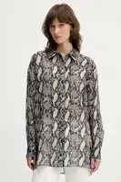 Košile IRO dámská, černá barva, relaxed, s klasickým límcem, WM18ALOUNE