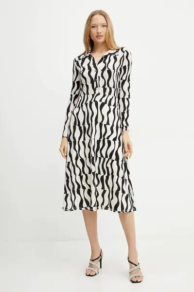 Šaty Morgan RVAGUE černá barva, midi, RVAGUE