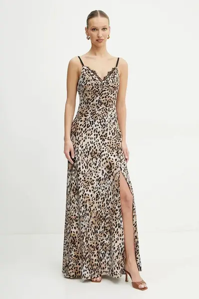 Šaty Guess ADLE hnědá barva, maxi, W5GK10 WF1T2