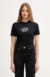Bavlněné tričko Calvin Klein Jeans dámské, černá barva, LV047D210G
