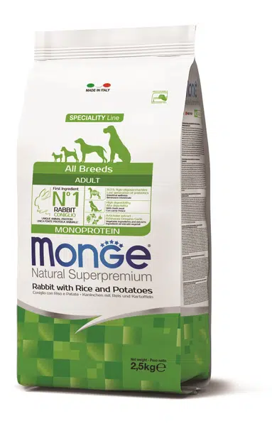 Monge Speciality Line All Breeds Adult Monoprotein suché krmivo pro psy - králičí, rýže a brambory 2,5 kg